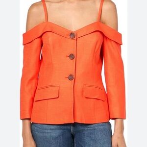 Trina Turk Vibrant Orange Off-Shoulder Blazer